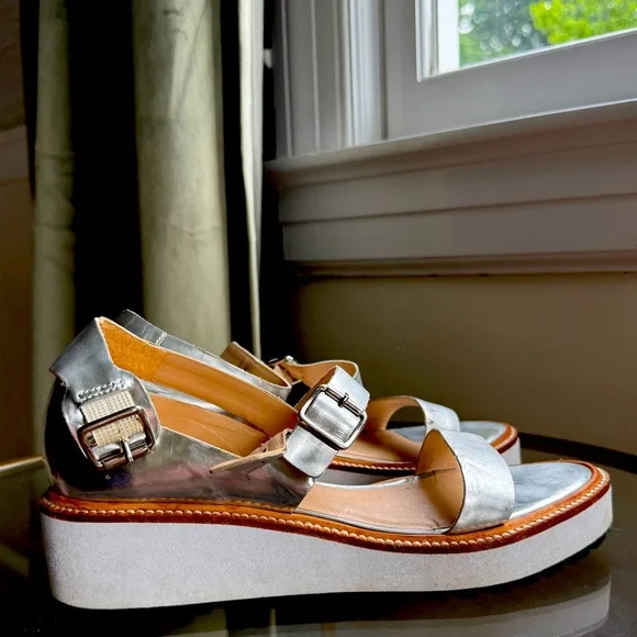 Loeffler Randall Metallic Platform Sandals Size 8 - Picture 4 of 6